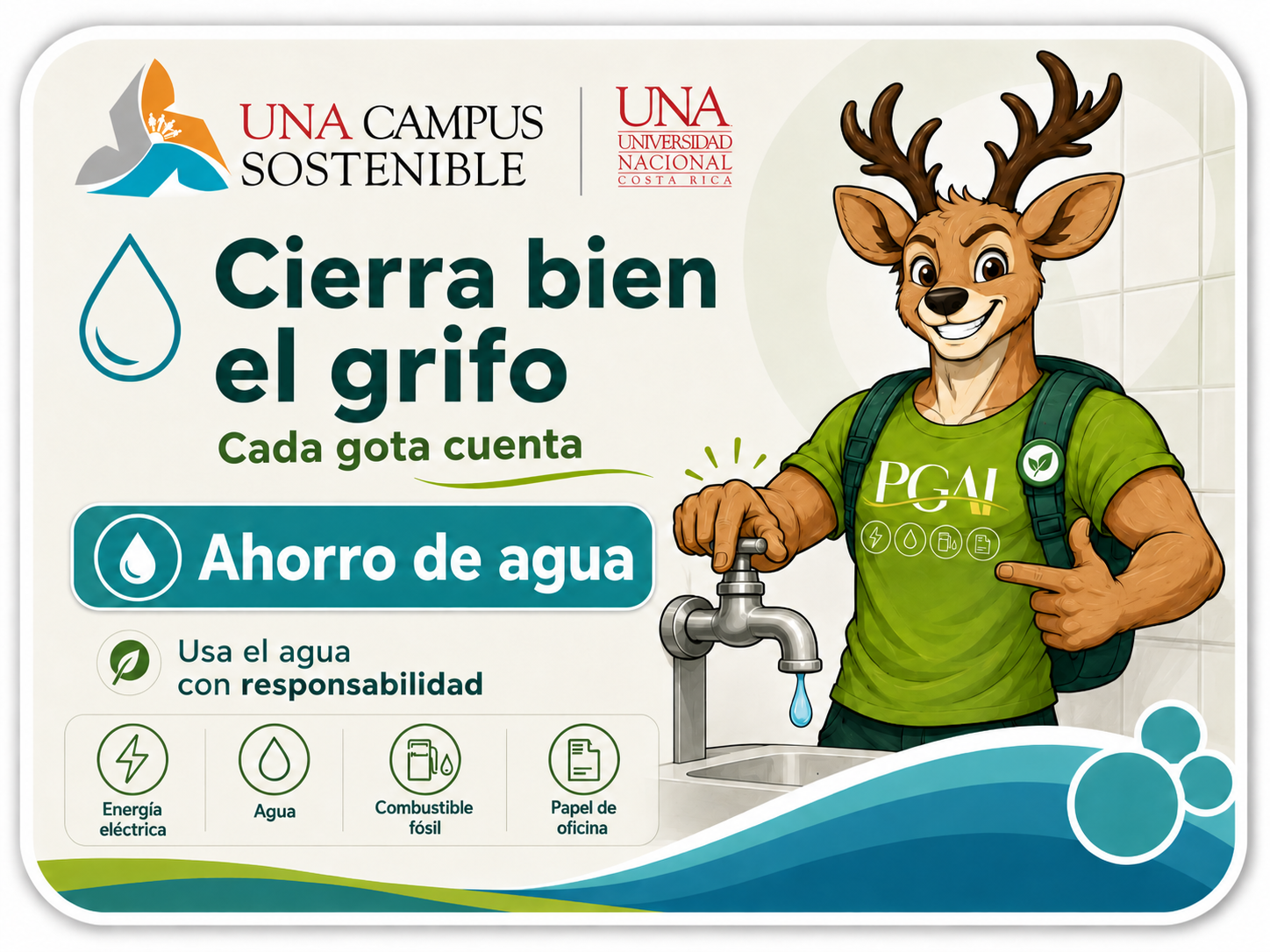 Beni recomienda cerrar bien el grifo para ahorrar agua.