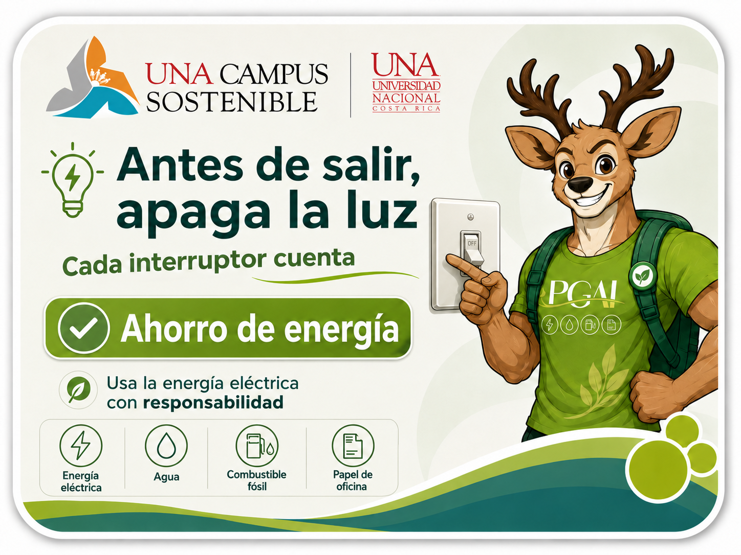 Beni recomienda apagar la luz al salir para ahorrar energía eléctrica.